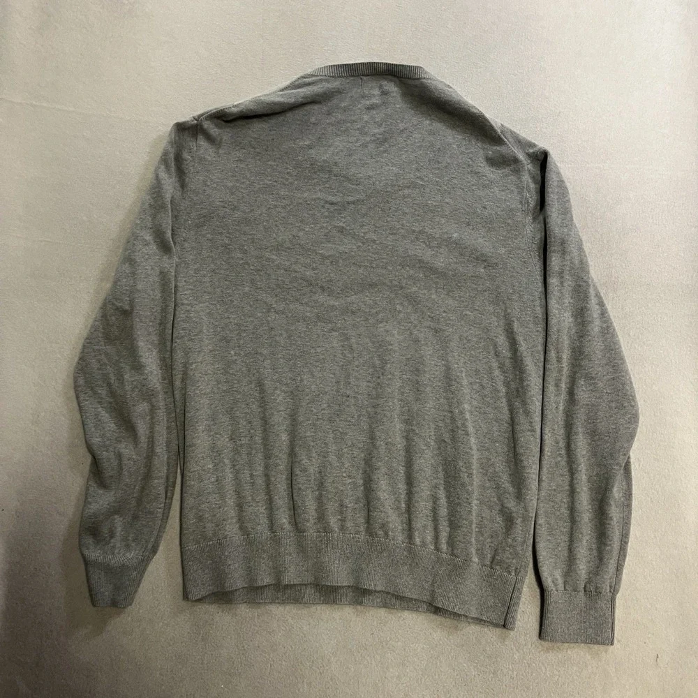 Banana Republic Sweater Men's Size XL Gray Argyle Cotton Long Sleeve Preppy